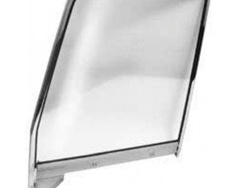 Chevy Truck Door Window Frame With Glass, Right, Chrome, 1955-1959