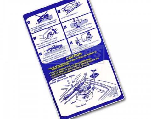 Firebird Jack Instruction Decal With Space Saver 1975