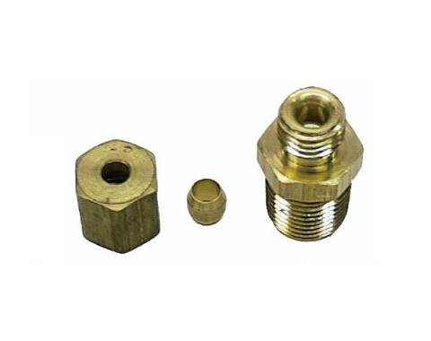 Camaro Console Oil Pressure Gauge Oil Line Block Fitting, Small Or Big Block, With Sleeve & Nut, 1967-1972