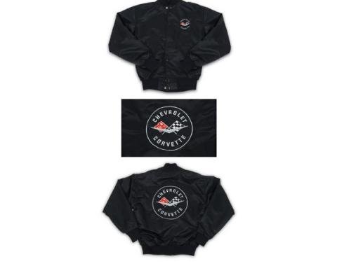 Corvette Satin Jacket, With C1 1961 Logo. Black