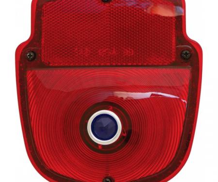 Ford Pickup Truck Tail Light Assembly - Flareside Pickup - Shield Type - Black Housing - Left - With Blue Dot Lens Installed