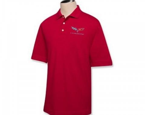 Corvette C3 1968 Men's Custom Embroidered Pima Cotton Polo, Red, S-4XL