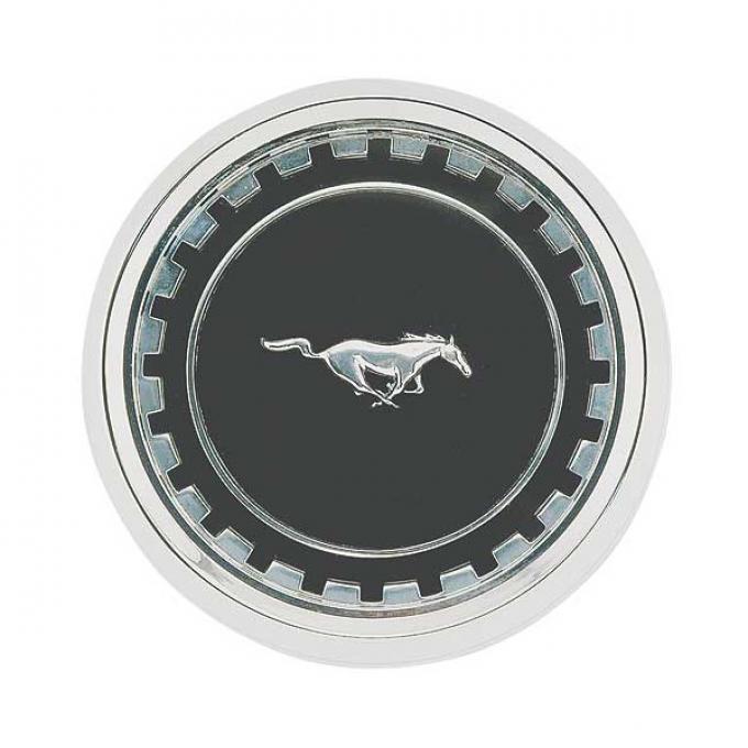 Ford Mustang Roof Side Emblems - Black Background With Chrome Horse & Bezel - Fastback