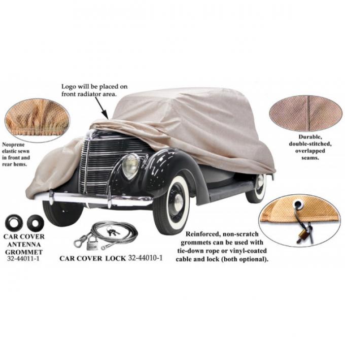 Car Cover, Poly Cotton, With Ford Crest (FD-12) Logo, Roadster, 1932