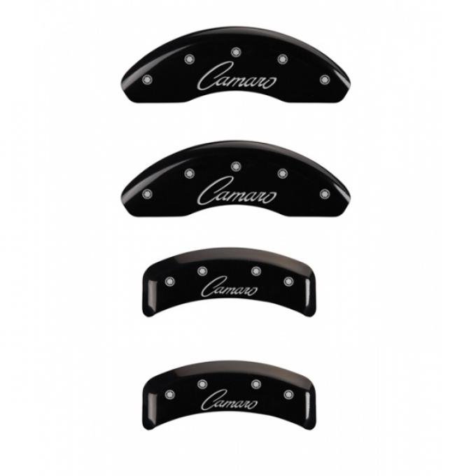 Camaro Caliper Covers, Black, V6, Front & Rear Camaro Classic Cursive Logo, 2010-2013