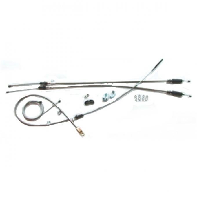 Chevy Truck Parking & Emergency Brake Cable Set, Long Bed, NonTH400, 1969-1972