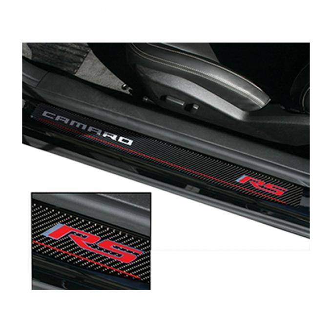 Camaro Door Sill Plates, RS Script, Carbon Fiber, 2010-2014