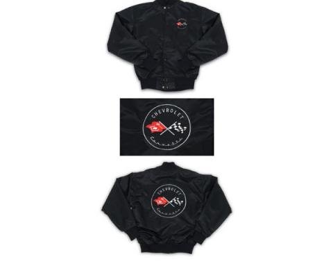 Corvette Satin Jacket, With C1 1954-1955 Logo, Black