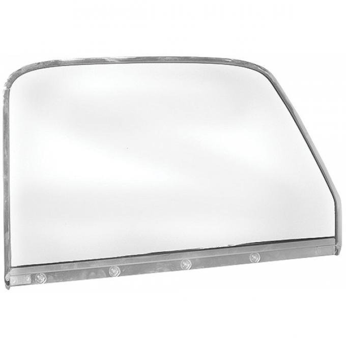 Chevy Truck Door Window Frame, Chrome, With Glass, Left, 1947-1949