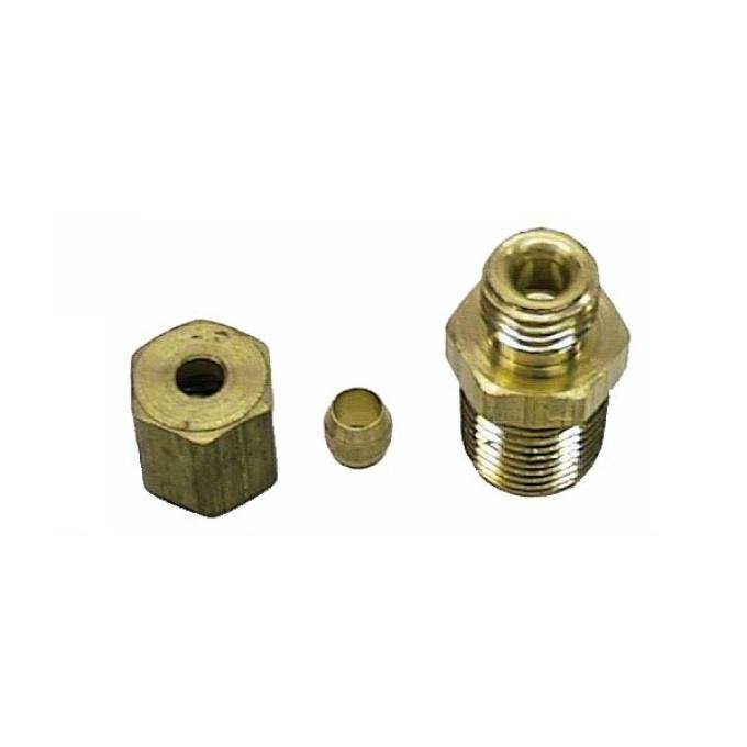 Camaro Console Oil Pressure Gauge Oil Line Block Fitting, Small Or Big Block, With Sleeve & Nut, 1967-1972