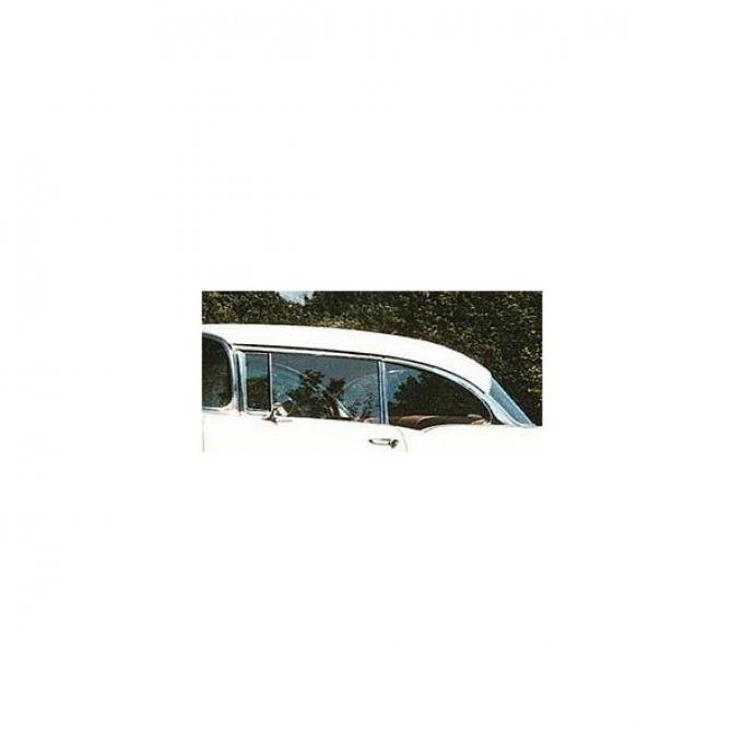 Chevy Door Glass, Installed In Frame, Tinted, 2-Door Hardtop & Convertible, Left, 1955-1957