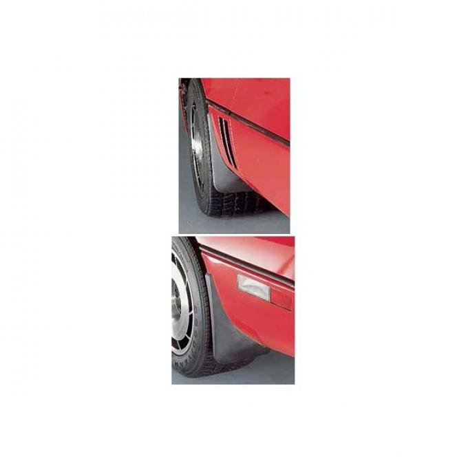 Corvette Splash Guards, Body Contoured, Front & Rear, MatteBlack, Altec, 1984-1990