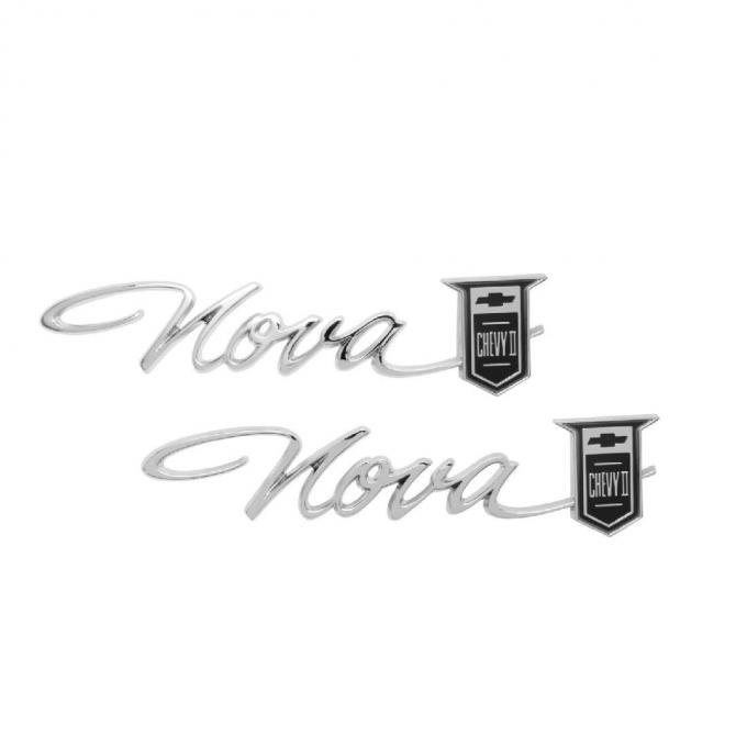 Trim Parts 65 Chevy II and Nova Rear Quarter Emblem, Nova Chevy II, Pair 3030