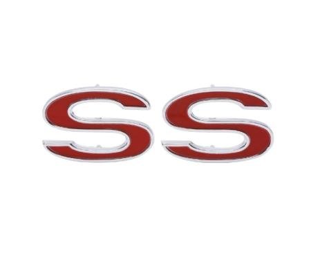 Trim Parts 69 Chevelle SS Front Fender Red "SS" Emblem, Pair 4620R