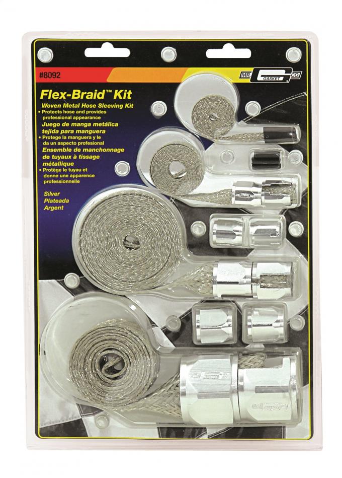 Mr. Gasket Flex-Braid Hose Sleeve Kit, Silver 8092