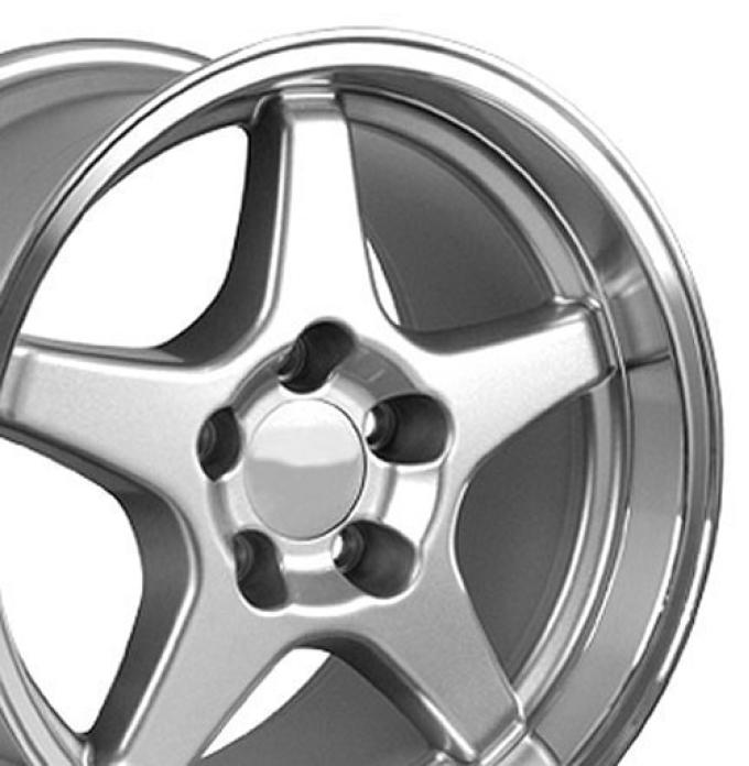 OE Replica Wheels CV01 - 17" Replica Wheel CV01 Fits Chevrolet Corvette - ZR1 Rim 17x11 Silver Wheel CV01-17110-5475-50SM