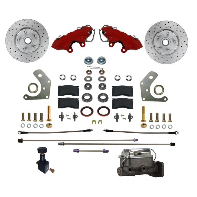 Leed Brakes Power Front Kit with Drilled Rotors and Red Powder Coated Calipers RFC2002-C05PX