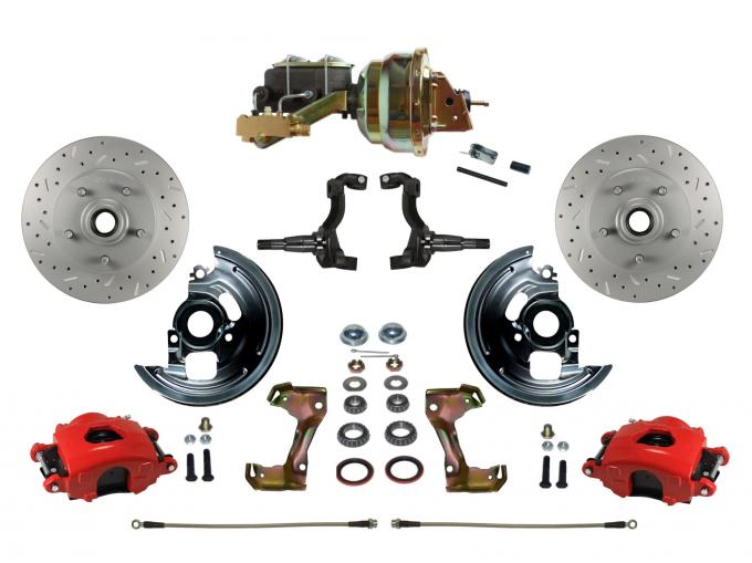 Leed Brakes Power Front Kit with Drilled Rotors and Red Powder Coated Calipers RFC1002-M1A1X