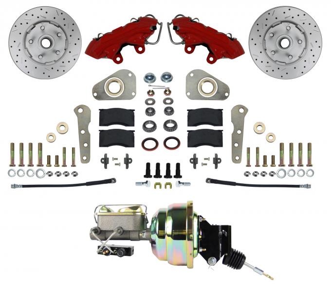 Leed Brakes Power Front Kit with Drilled Rotors and Red Powder Coated Calipers RFC0025-P307X