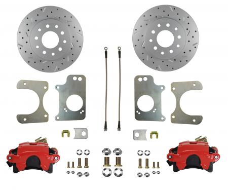 Leed Brakes Rear Disc Brake Kit with Drilled Rotors and Red Powder Coated Calipers RRC1009X