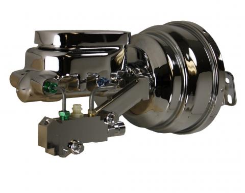 Leed Brakes 8 inch dual power booster, 1-1/8 inch bore flat top master disc/drum (Chrome) 2N6B2