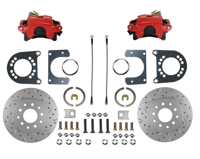 Leed Brakes Rear Disc Brake Kit with Drilled Rotors and Red Powder Coated Calipers RRC0001X