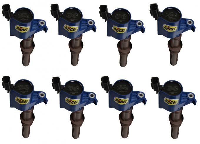 Accel Igntion Coil, Super Coil, 2008-2014 Ford 4.6L/5.4L/6.8L 3-Valve Engine , Blue, 8-Pack 140033EB-8