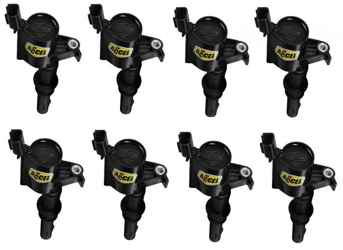 Accel Ignition Coil, SuperCoil, 2004-2008 Ford 4.6L/5.4L/6.8L 3-Valve Engines, Black, 8-Pack 140033K-8