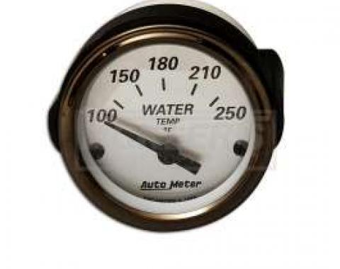 Chevy Custom Water Temperature Gauge, Brushed Aluminum Face, With Black Needle, AutoMeter, 1955-1957