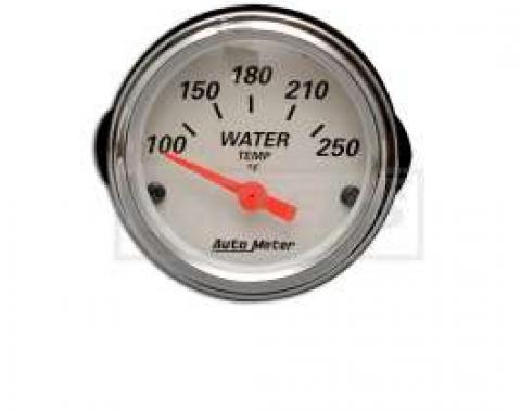 Chevy Custom Water Temperature Gauge, White Face, With Black Numbers & Orange Needle, AutoMeter, 1955-1957