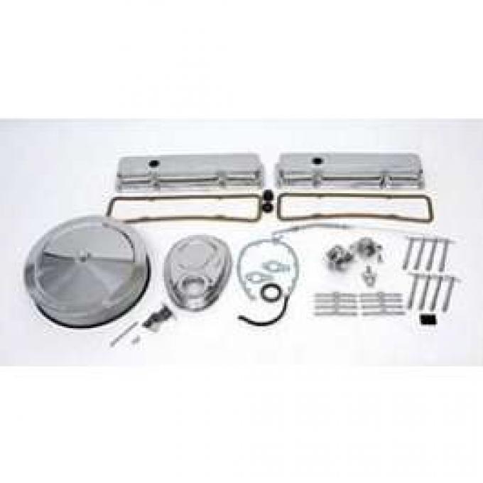 Chevy Engine Dress-Up Kit, Complete, Small Block, Chrome, 1955-1957