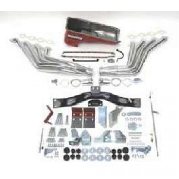 Chevy Big Block Mark V & VI Installation Kit, Deluxe, TH350, 700R4 Automatic Transmission, With Silver Ceramic Coated Headers, 1955-1957