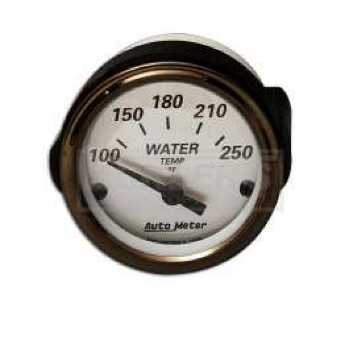 Chevy Custom Water Temperature Gauge, Brushed Aluminum Face, With Black Needle, AutoMeter, 1955-1957