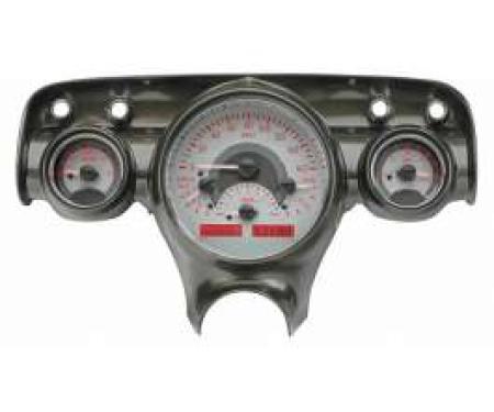 Chevy Analog Dash Gauges, Dakota Digital, Silver With Red Display, 1957