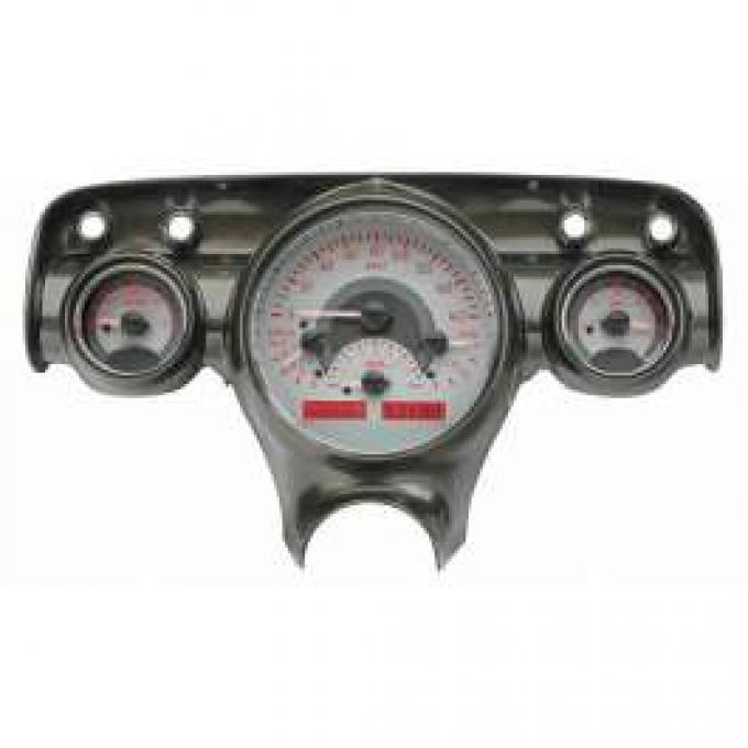 Chevy Analog Dash Gauges, Dakota Digital, Silver With Red Display, 1957