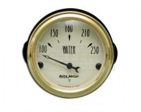 Chevy Custom Water Temperature Gauge, Beige Face, With Black Needle, AutoMeter, 1955-1957