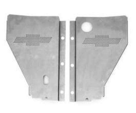 Chevy Radiator Filler Panels, For CCI Tubular Core & Cross-Flow Radiator, Carbon Steel, With Bowtie, 1956