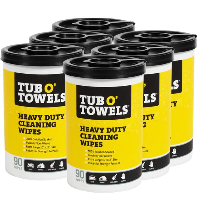 Tub O' Towels Heavy Duty Cleaning Wipes, 90-Count Case Pack