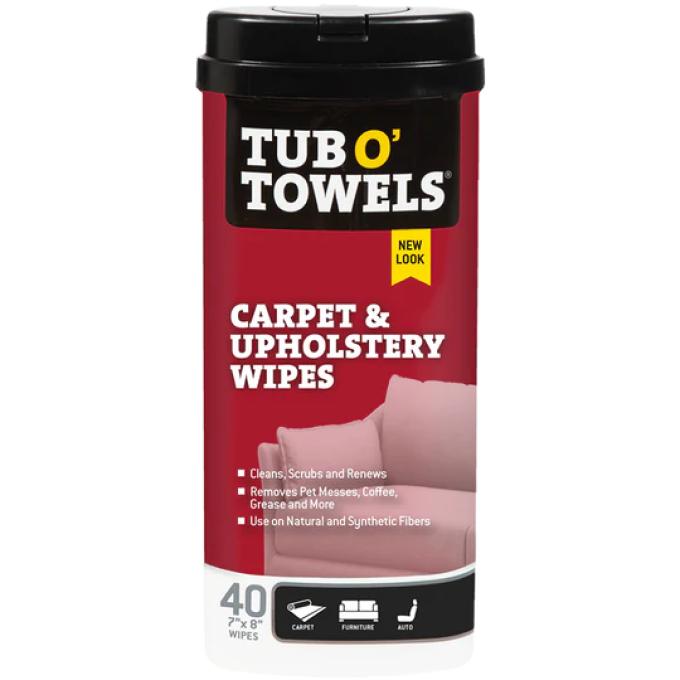 Tub O' Towels Carpet & Upholstery Wipes, 40-Count