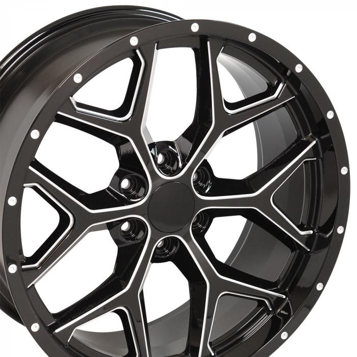 Milled Edge Black Deep Dish Rims fit Chevy Silverado 22x9.5