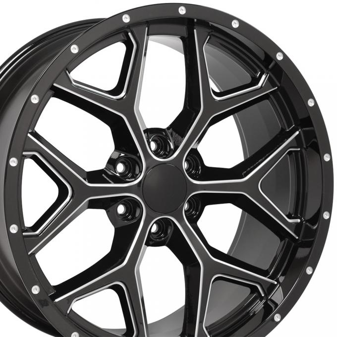 Milled Edge Black Deep Dish Rims fit Chevy Silverado 22x9.5