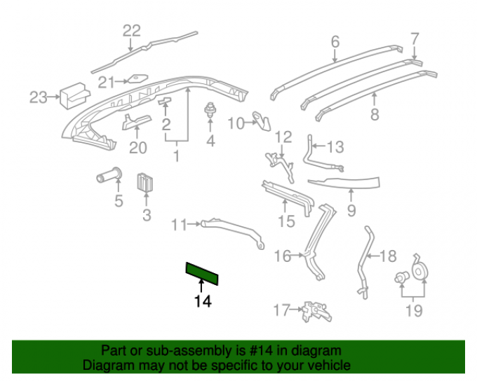 Corvette Convertible/Soft Top Tension Arm, 2009-2013