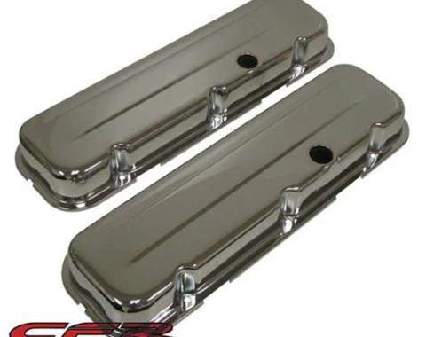 Chevy Big Block Short Steel Valve Covers, Chrome, 1965-1995