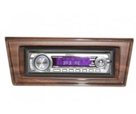 Chevy II-Nova Stereo Radio, KHE-100, AM/FM, Manual Tuning, Black Face, Wood Bezel, 1966-1967