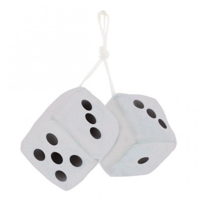 United Pacific 3" X 3" Classic Fuzzy Dice, White (Pair) C5038W