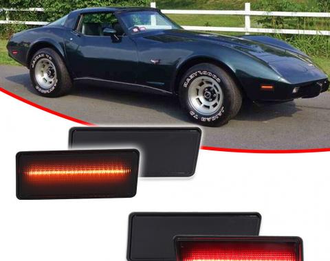 Redline Restomotive® 1973-1979 Chevrolet Corvette LED Side Marker Light Set, with Smoked Lenses