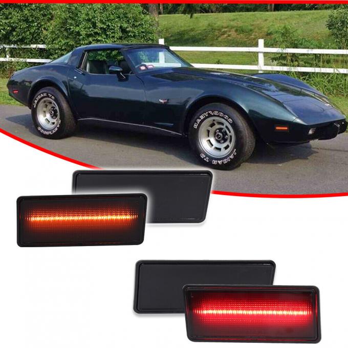 Redline Restomotive® 1973-1979 Chevrolet Corvette LED Side Marker Light Set, with Smoked Lenses