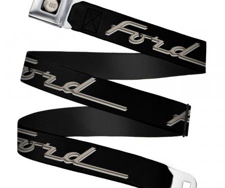 Ford F-100 Logo Full Color Black/Tans Seatbelt Belt - FORD F-100 Script Black/Tans Webbing