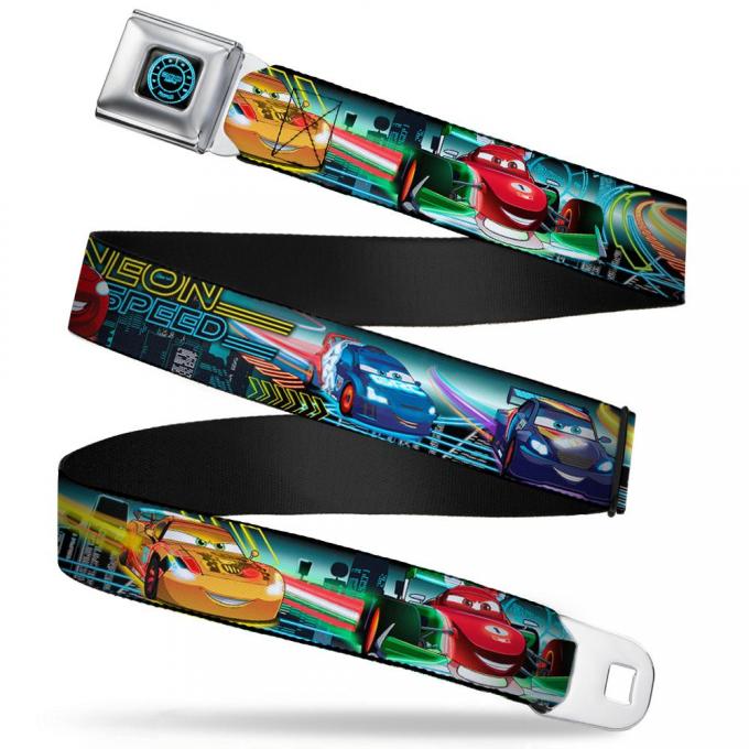 Cars Speedometer Icon Full Color Black/Blue Glow Seatbelt Belt - Cars Lineup NEON SPEED/Skyline Webbing