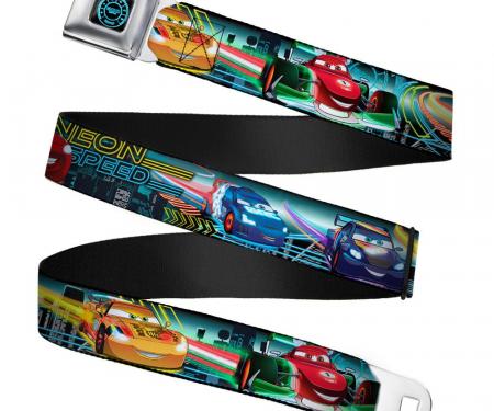 Cars Speedometer Icon Full Color Black/Blue Glow Seatbelt Belt - Cars Lineup NEON SPEED/Skyline Webbing